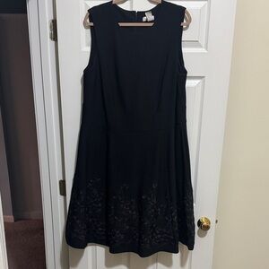 Calvin Klein Black Midi Dress with Floral Detail